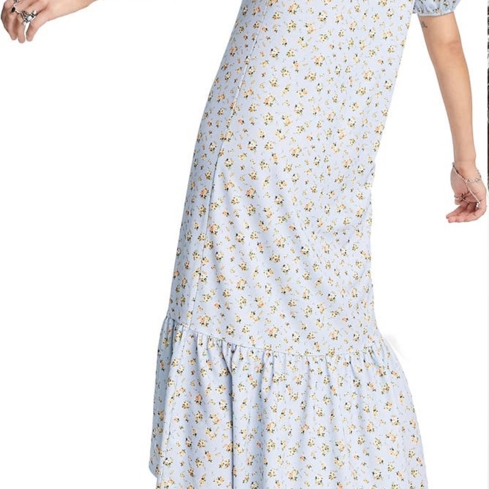 Topshop cottagecore floral ruffle hem jersey dress size US 2 - Picture 6 of 8